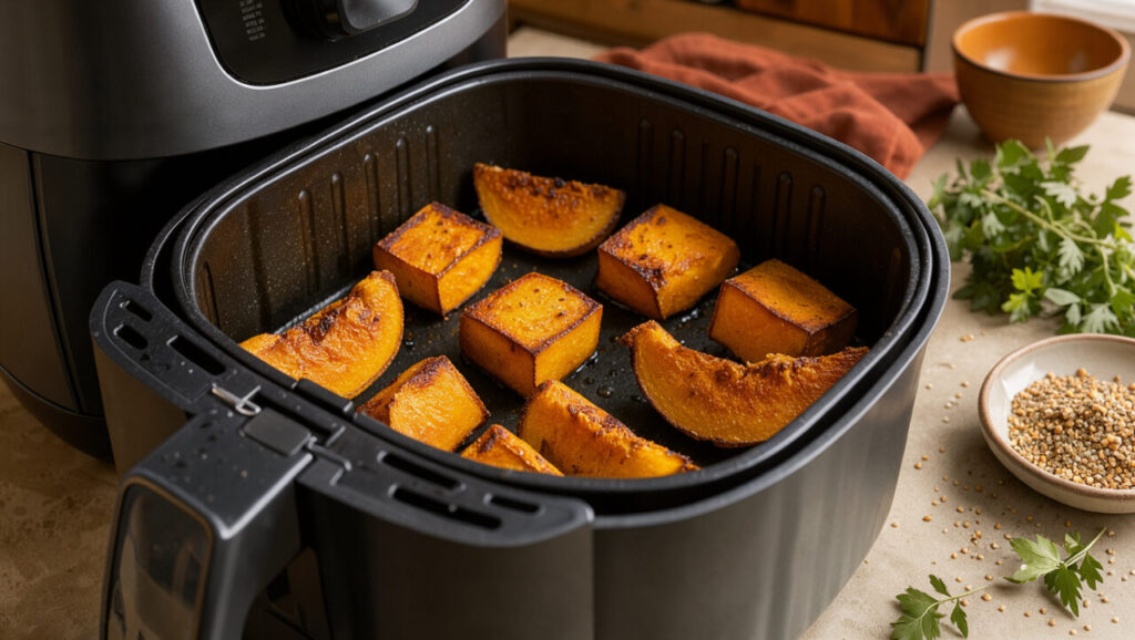 Kürbis in der Heißluftfritteuse: Garzeiten, Temperaturen und knusprige Rezeptideen