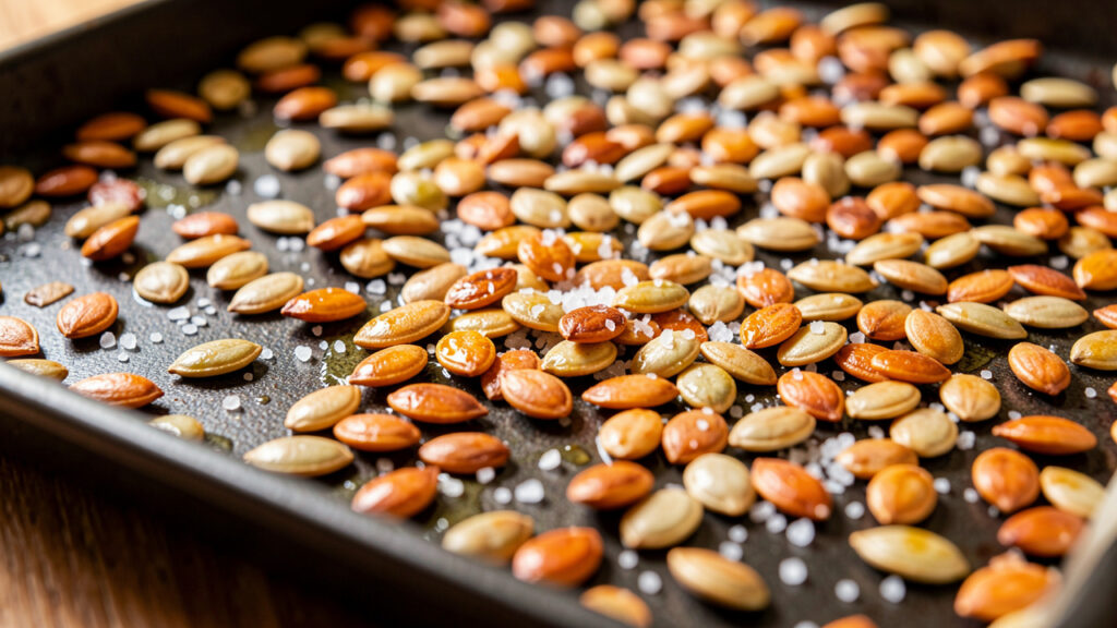 Kürbiskerne rösten: Knuspriger Snack aus frischen Kürbiskernen